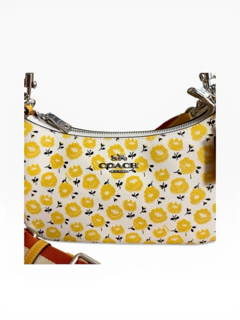 ✨ Coach Teri Shoulder Bag Floral Print Silver Chalk Buttercup NWT ✨ - Picture 7 of 16